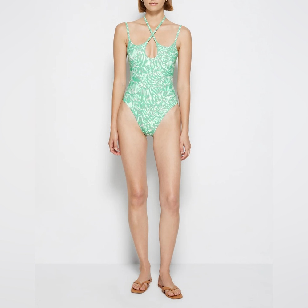 Jonathan Simkhai Alayna Printed Swim‎ One Piece Kelly Abstract Fern